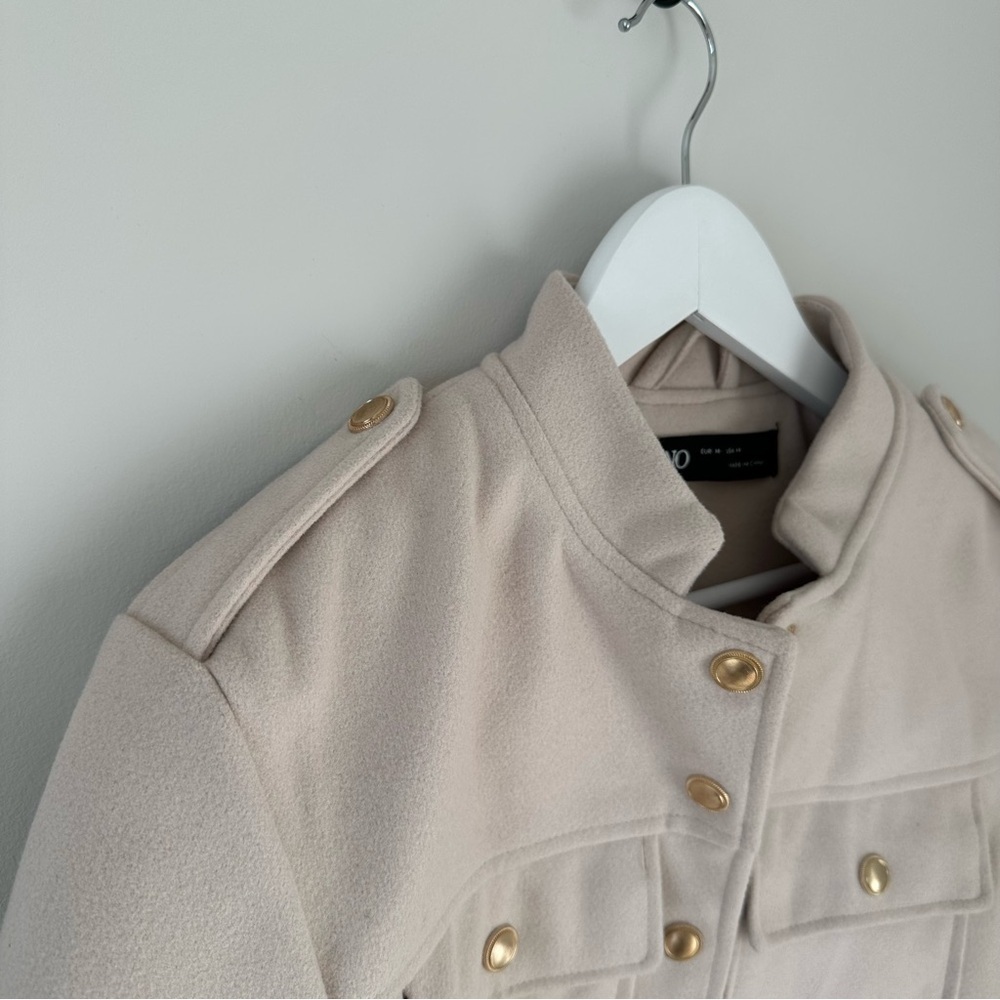 Ci Sono Tan Jacket Gold Cropped Utility Coat Outerwear Layer Cream Size Medium - Picture 3 of 10